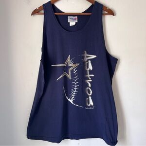 Astros Baseball Chalk Line Blue and White Graphic Tank Top with Classic Cut XL